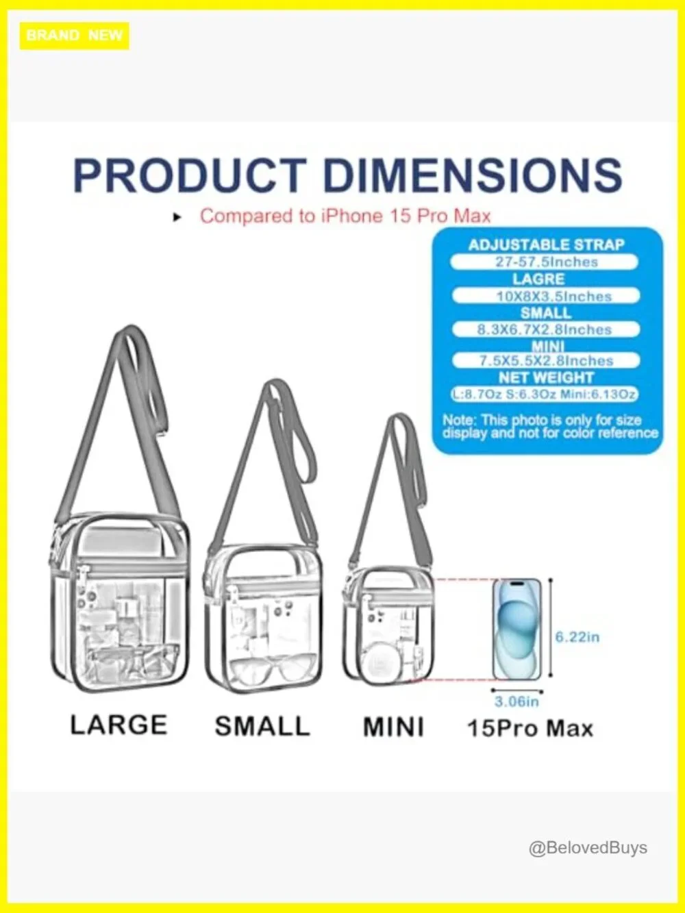 Clear Messenger Crossbody Bag Stadium Approved PVC Travel